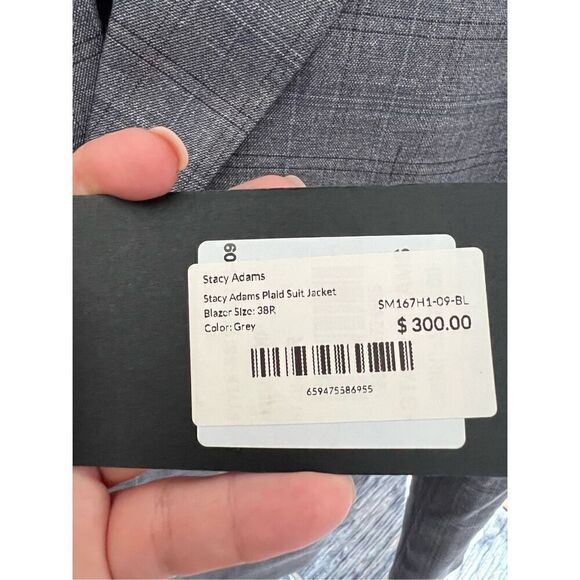 Stacy Adams NWT Men's grey  Single Breasted Suit Jacket Blazer Size 38R - Picture 3 of 6